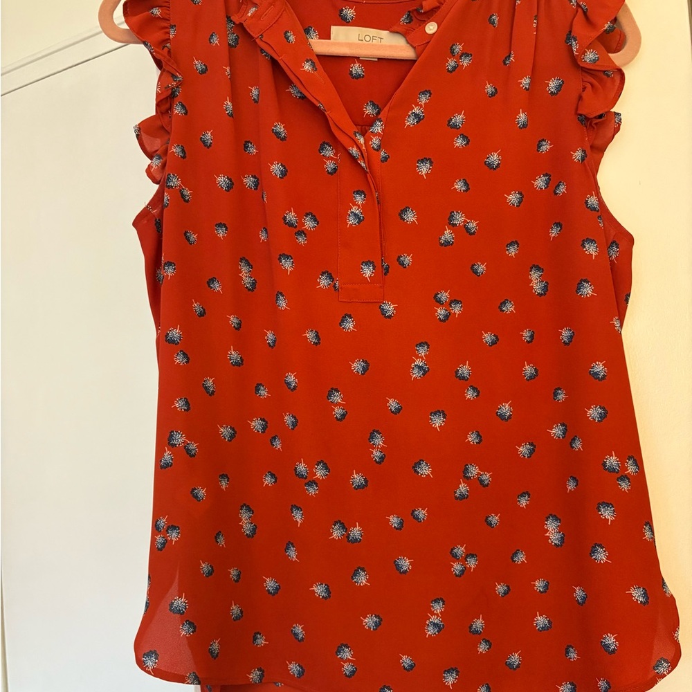 LOFT Floral Ruffle Blouse